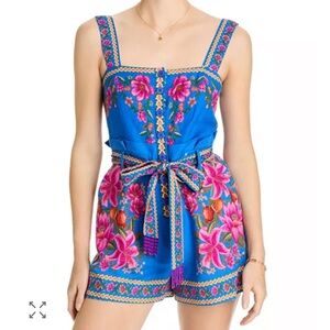 Farm Rio summer fruit scarf blue romper Bloomingdales exclusive - NWT